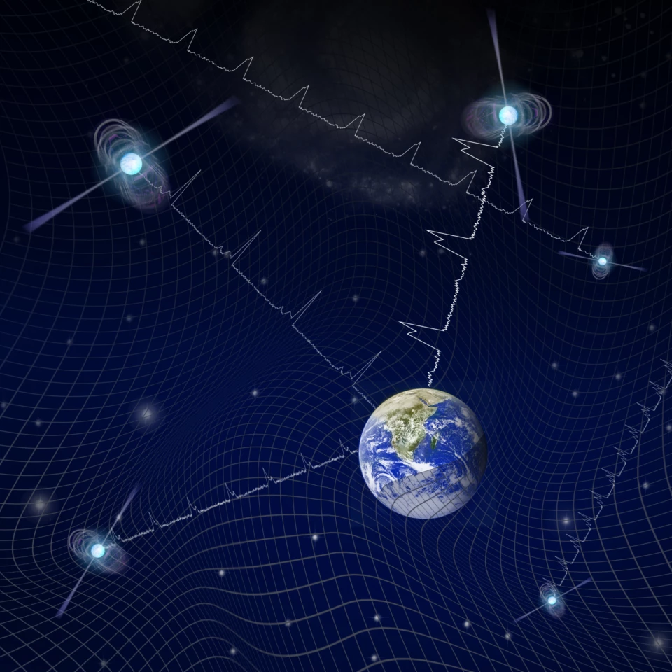 Steady light signals from pulsars may be distorted by the gravitational wave background – a pervasive warping of spacetime