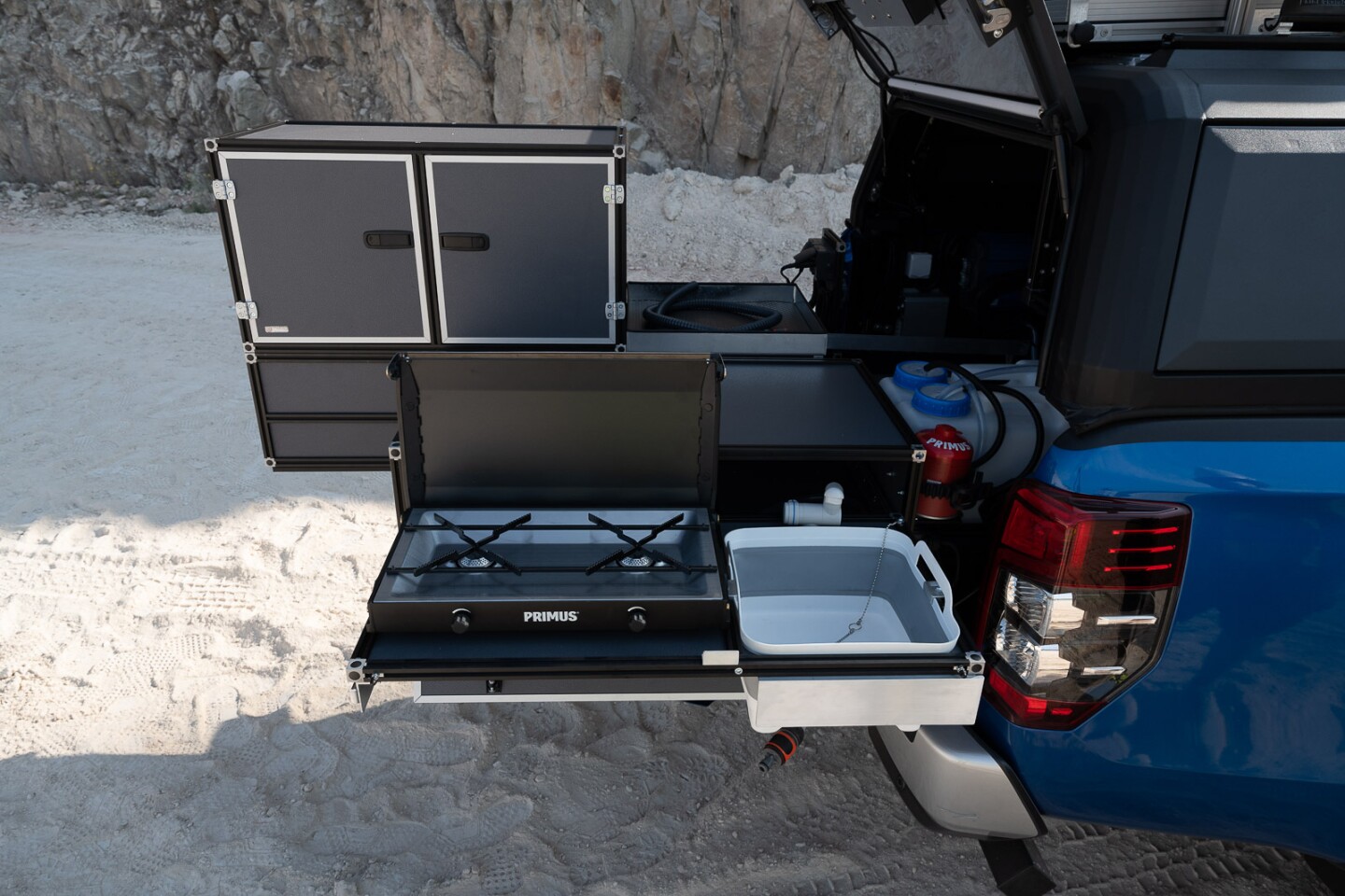Primus stove and !@-L water supply with pump