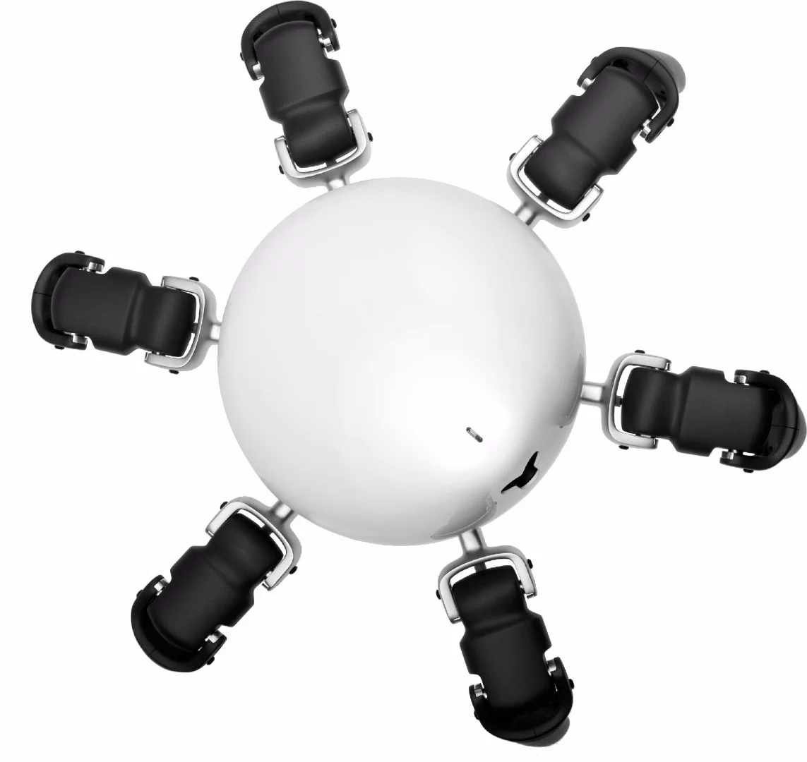 Hexa stands 4.7 in (12 cm) high and 20 in (51 cm) across