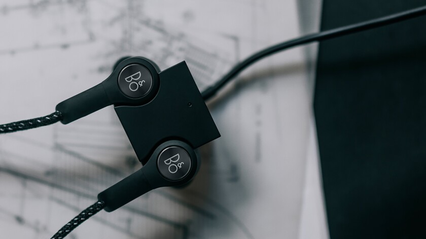 The H5 earphones are juiced up by clipping them into a magnetic charging block