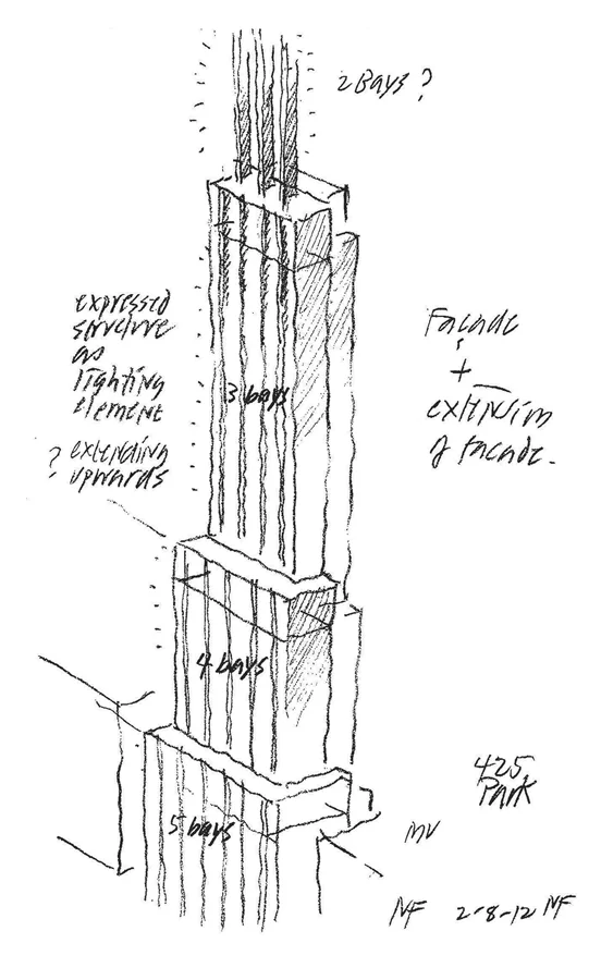 Norman Foster's conceptual sketch of 425 Park Avenue
