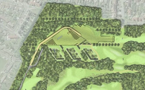 The proposed Hersham Golf Club hotel and spa, as seen from above-ground