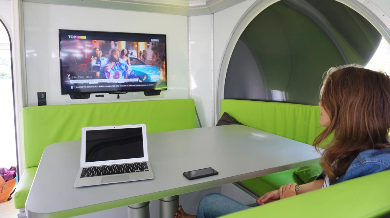 The sCarabane's multimedia system uses some of the generated electricity for entertainment