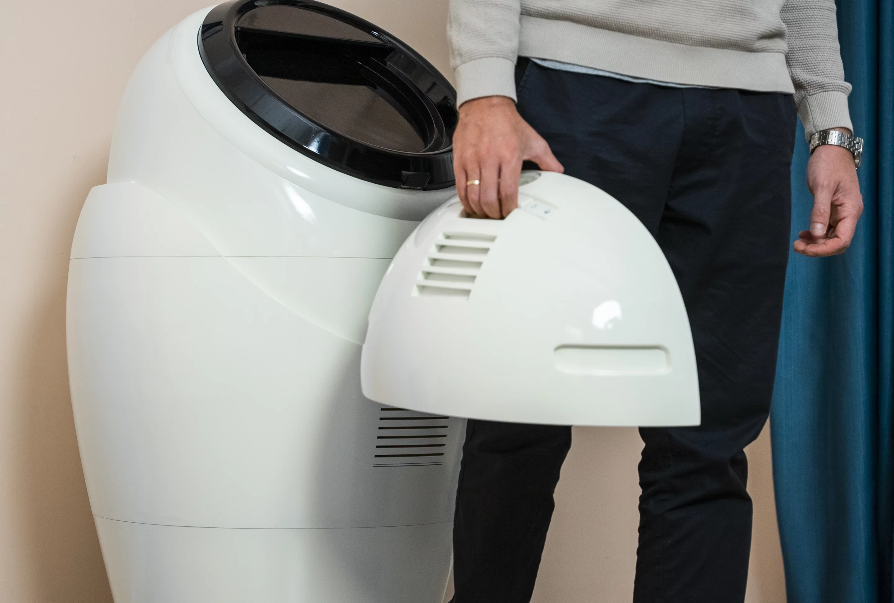 The 2.5-gallon canister can be filled and emptied at the sink if you don't want to hook up hoses