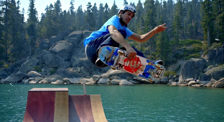 Burnquist had fun showing-off his skate moves onboard the floating ramp