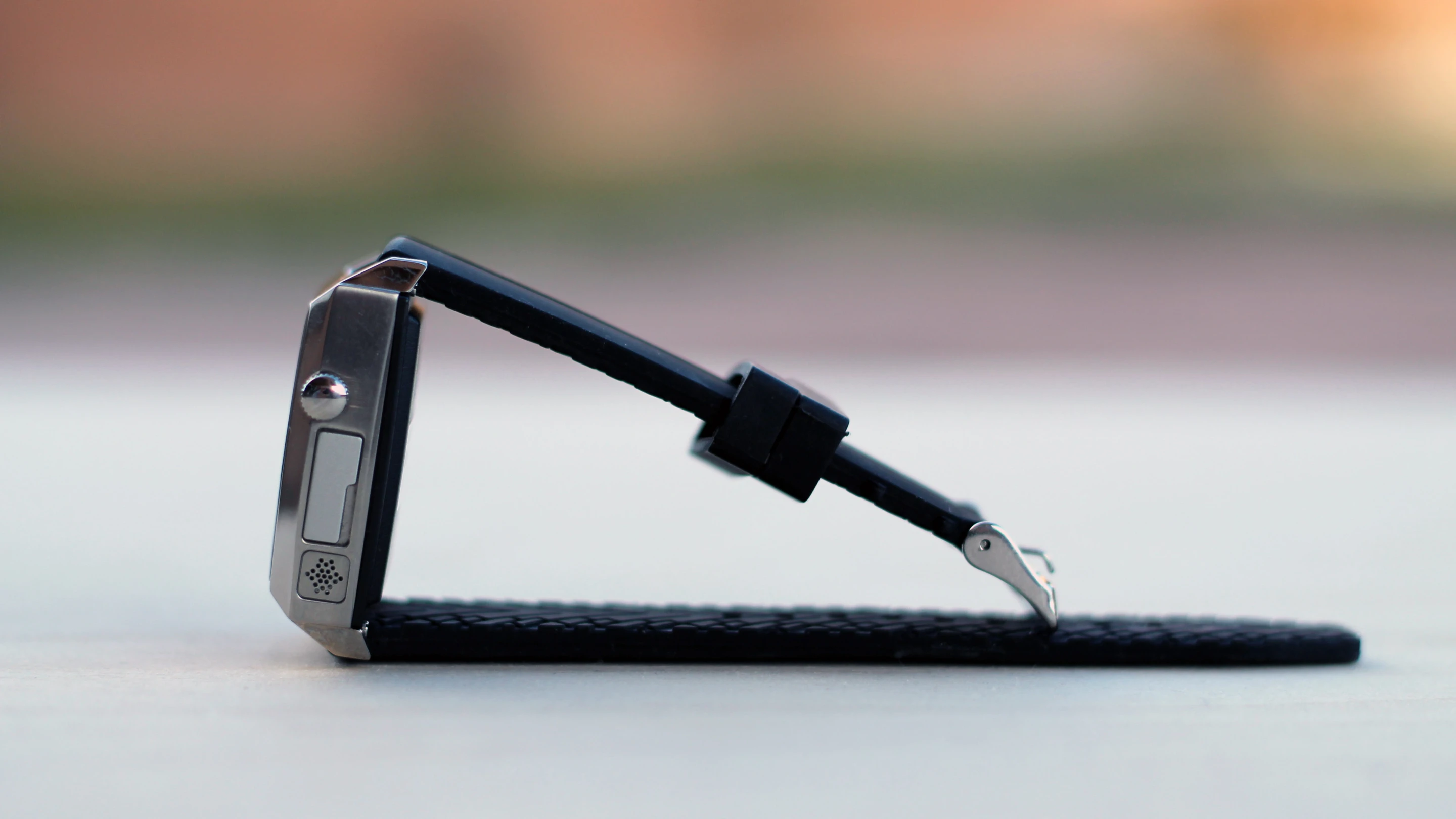 The watch has a standard winder on the right side