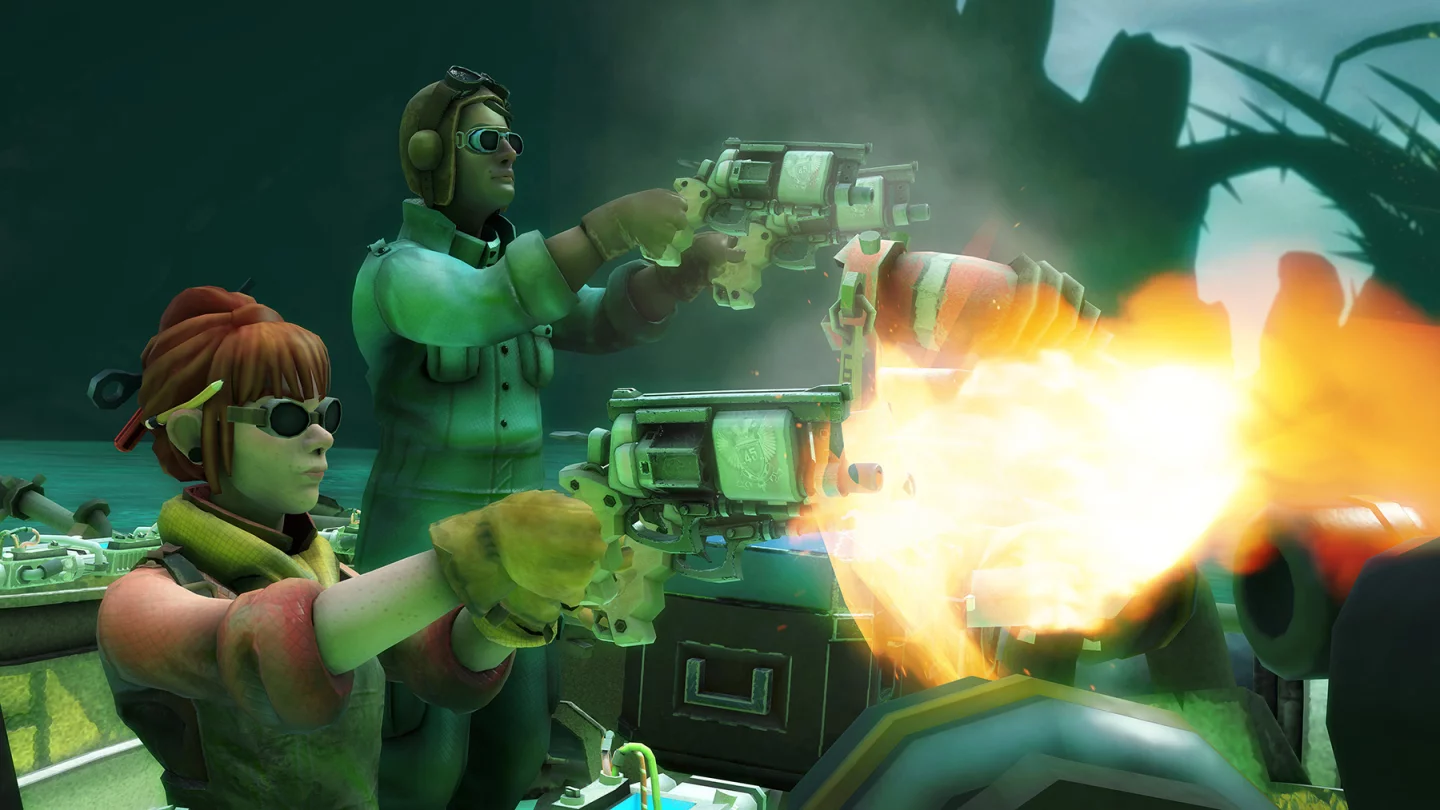 You get to use a weapon in each hand, at launch choosing from a revolver (pictured) and shotgun