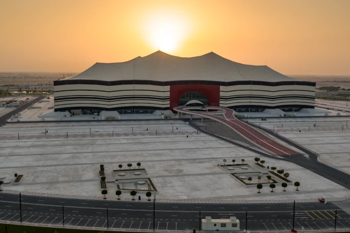 The Al Bayt Stadium's design is inspired by by the Bayt al sha'ar tent of the nomadic people who have lived in and around Qatar's deserts for millennia