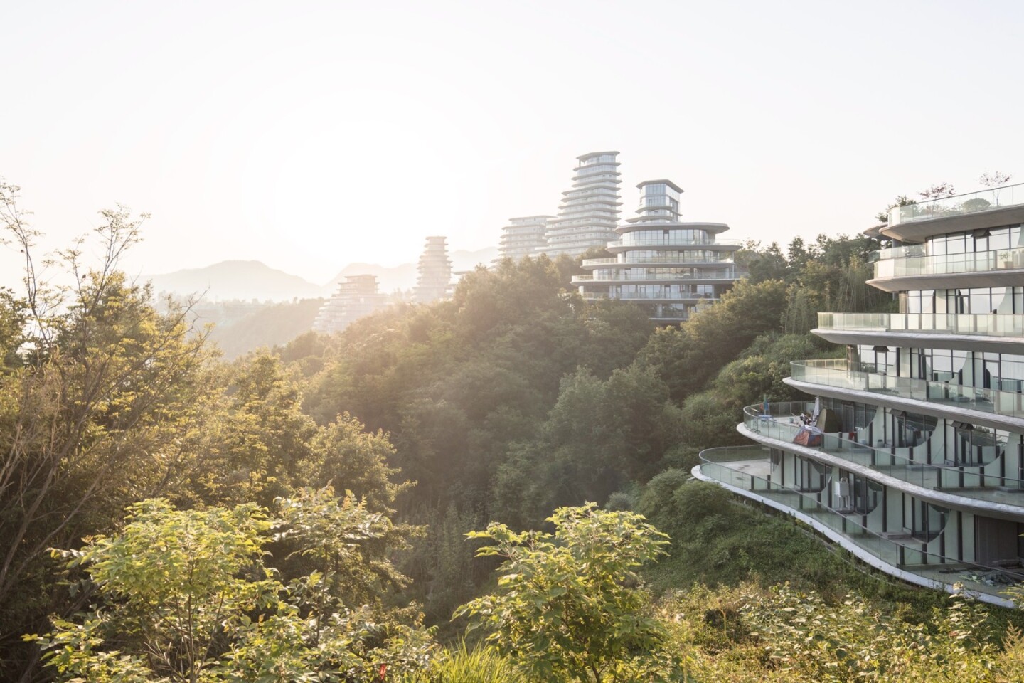 The Huangshan Mountain Village is designed to blend into the beautiful UNESCO Heritage Site landscape
