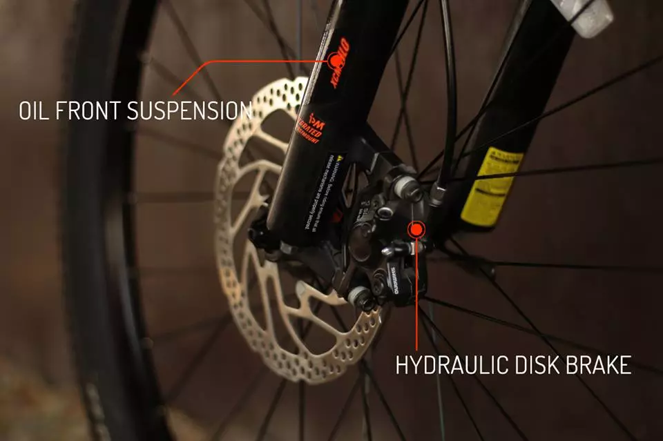 Nireeka carbon e-bike: the Homie version gets hydraulic disc brakes front and rear, as well as the standard oil forks