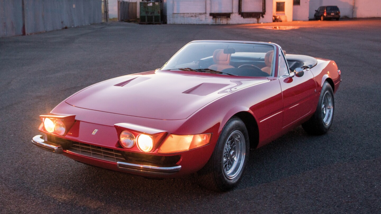 One of 121 Daytona Spiders built and made for United States delivery with factory air conditioning and Borrani wire wheels. This 1973 Ferrari 365 GTS/4 been part of a prominent private collection for the last 15 years and sold at RM-Sotheby’s 2016 Monterey auction for $2,365,000.