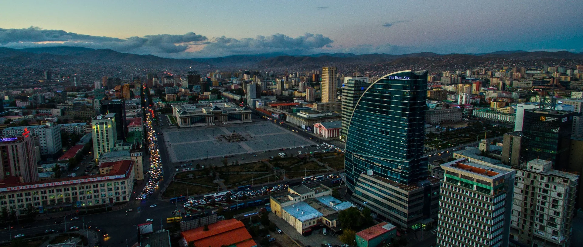 Mongolian capital Ulaanbaataar at dusk