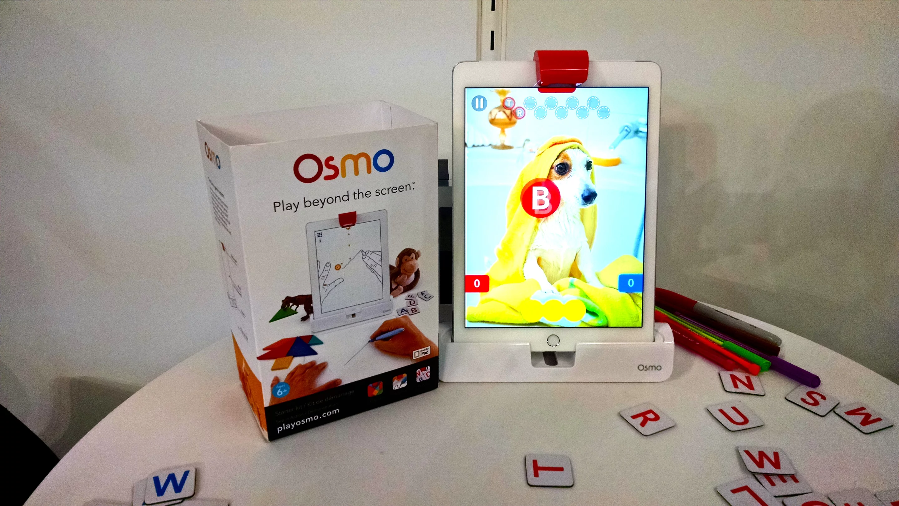 Osmo comes with three games that combine real and virtual play: the Tangram puzzle game, the pong-like Newton game that uses physical objects as rackets, and the Words letter game (Photo: C.C. Weiss/Gizmag)