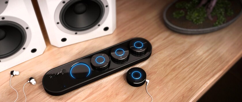 Each puck is about the same size as a small stack of poker chips and is home to a 3.5 mm output jack that can be connected to powered speakers or headphones