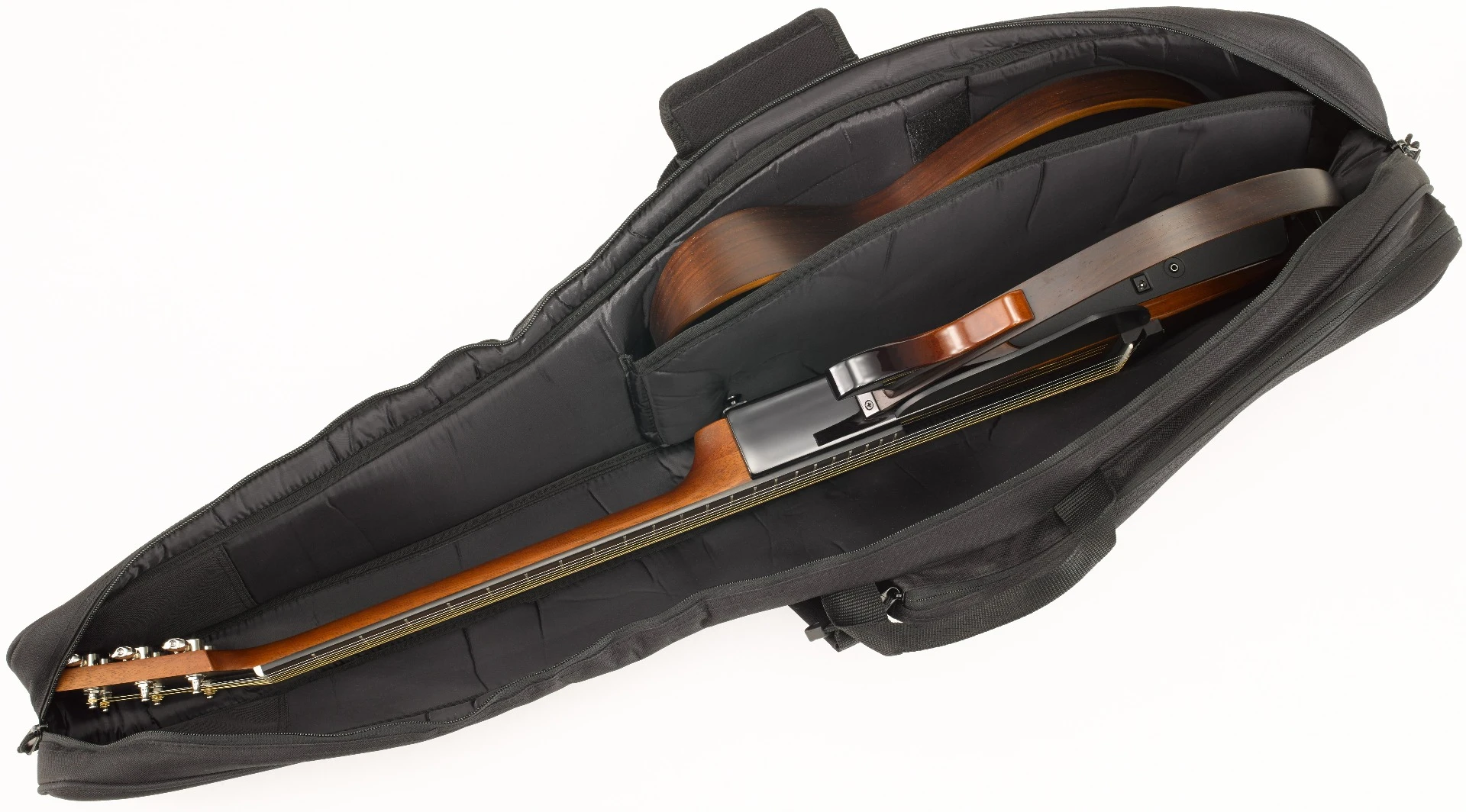 With the top frame section detached and placed with the body and neck in the supplied gig bag