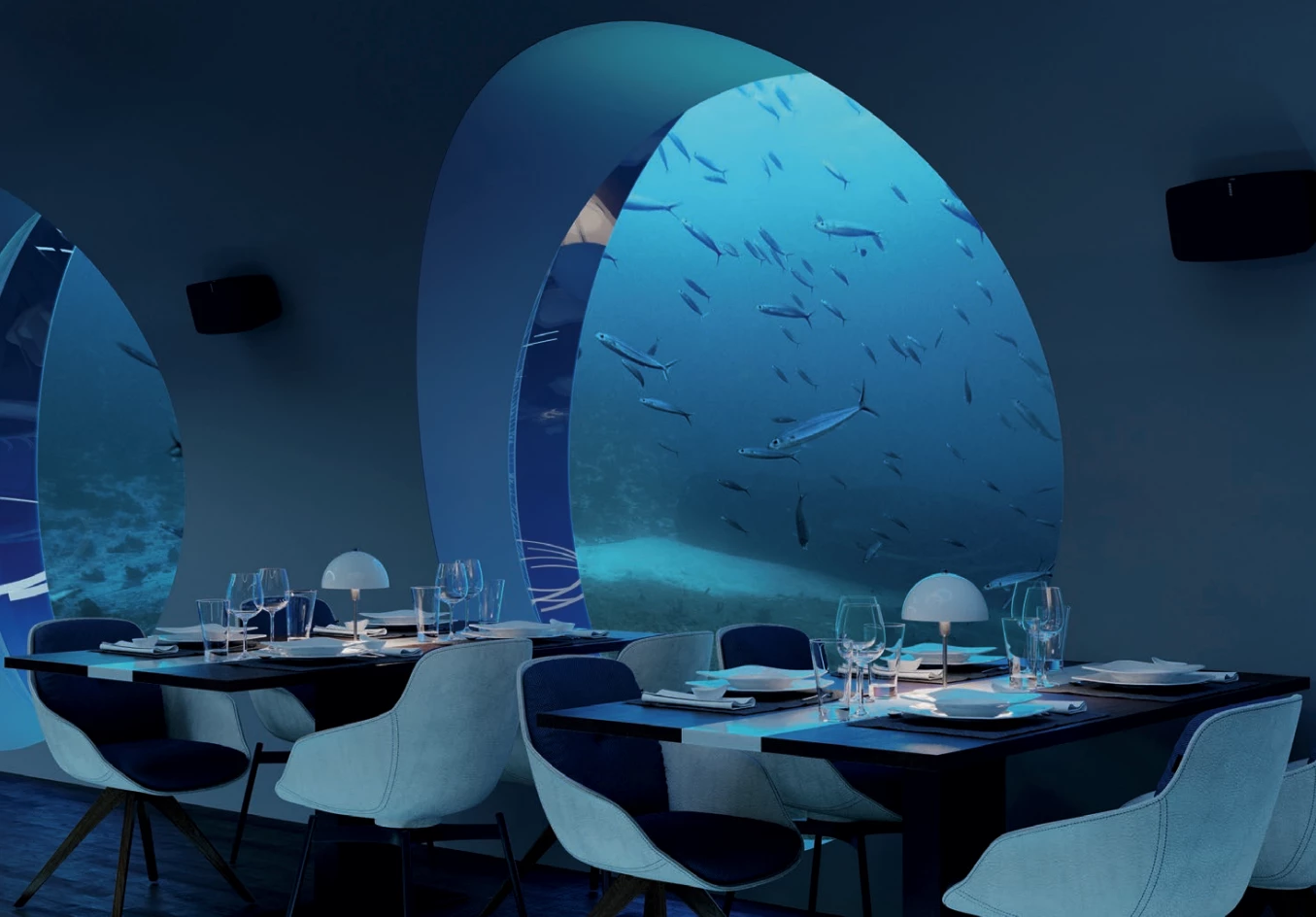 Large windows give guests a good view of the main attraction – that being a whole lot of water