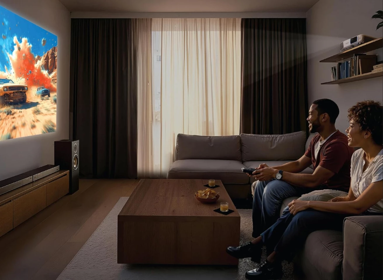 The HC1100 3LCD projector can mirror content from a smartphone via AirPlay or Miracast