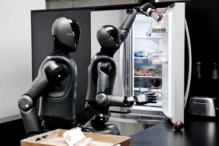 Having never seen these kitchen items before, Helix-powered Figure 02 robots were able to put away random groceries by simply asking them "Can you put these away?"