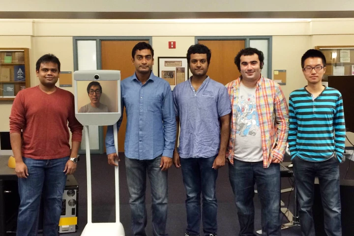 The team behind the Robo Brain project (Aditya Jami, Kevin Lee, Prof. Ashutosh Saxena, Ashesh Jain, Ozan Sener and Chenxia Wu)