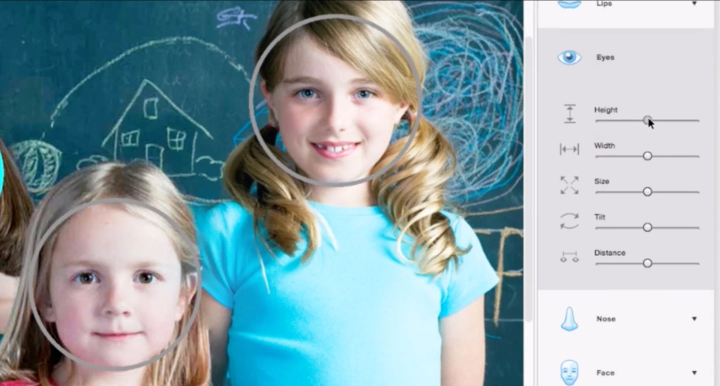 Photoshop Elements 15 includes tools to edit facial expressions