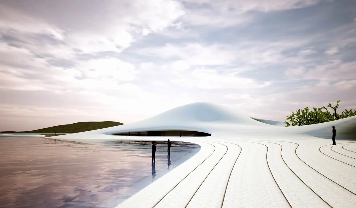 A "beach" on the artificial island