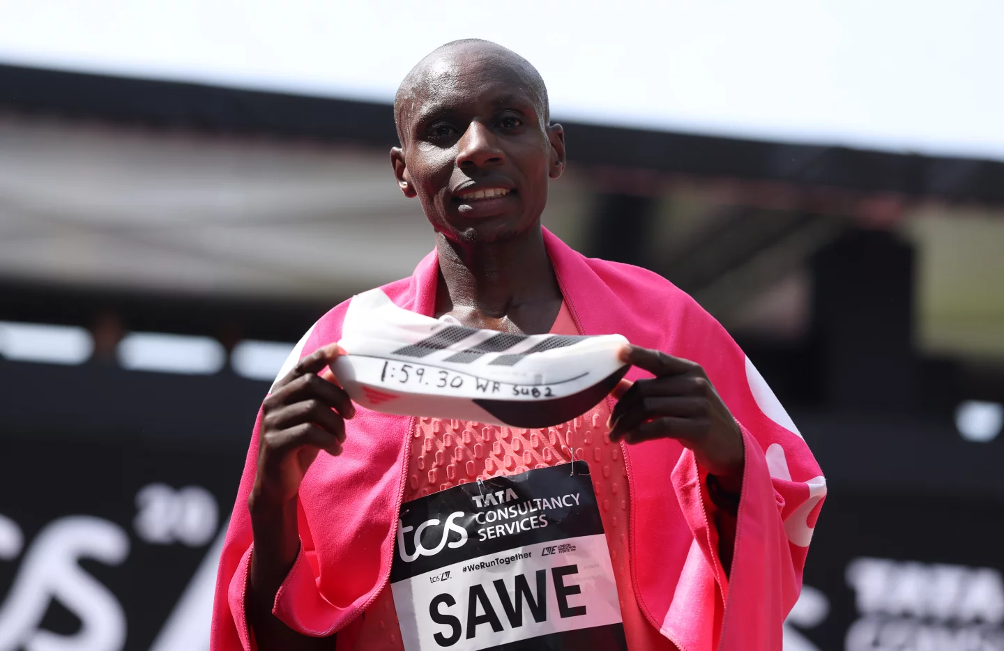 Sabastian Sawe with his Adidas "super shoes"