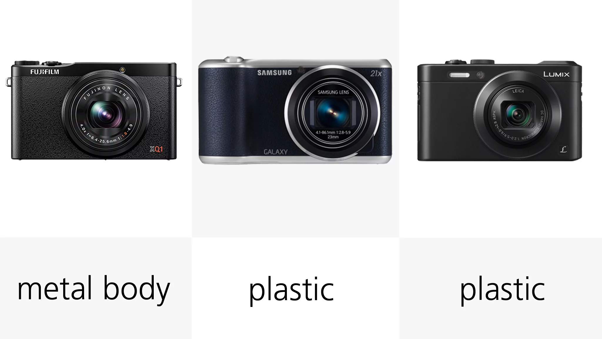 The Fujifilm XQ1 also features a considerable amount of metal in its construction