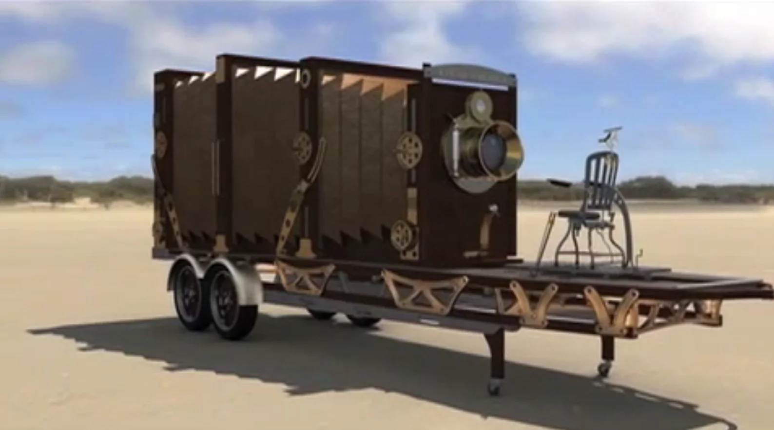 This giant camera is being built by photographer Dennis Manarchy as part of his "Vanishing Cultures" project