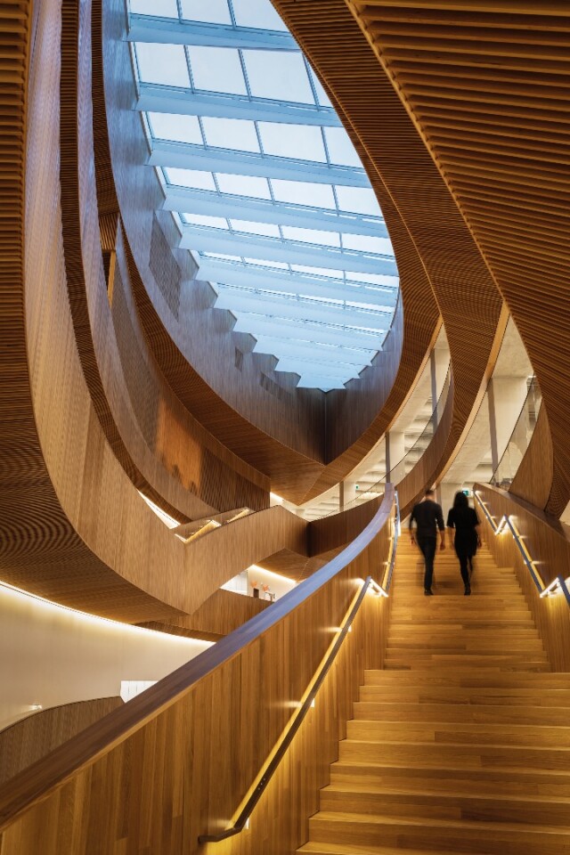 Calgary Central Library's main atrium is topped by a decorative oculus