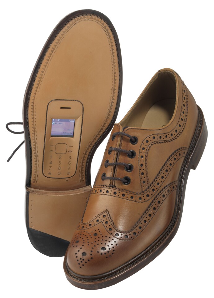 Brown leather wingtip Walkie Talkies