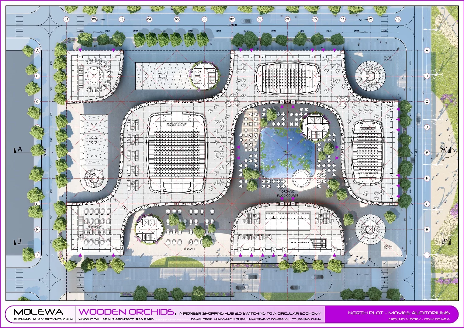 The northern section of mall would include cinemas, a public library, gym, and restaurants
