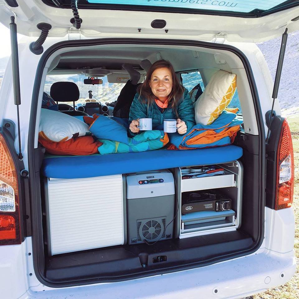Hanging out inside the Nest Cuckoo camper