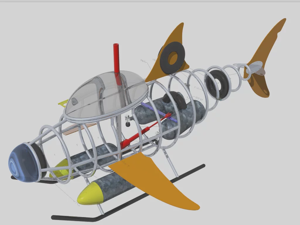 A manned submarine that's shaped like a shark to allow divers to interact and swim with other sharks