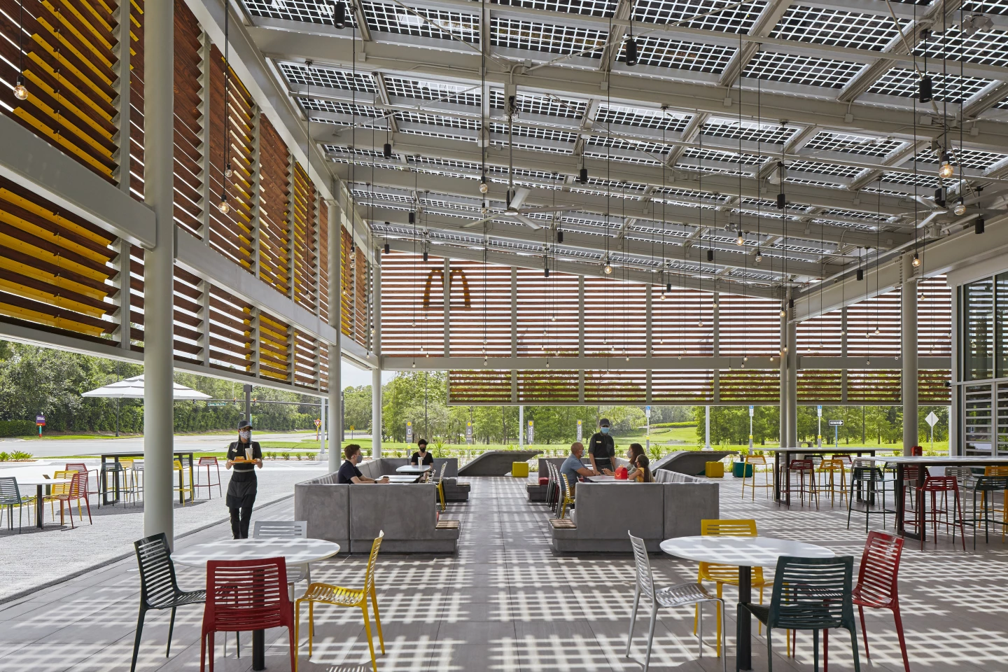McDonald's Disney World is naturally cooled for much of the year and includes a large semi-outdoor dining space