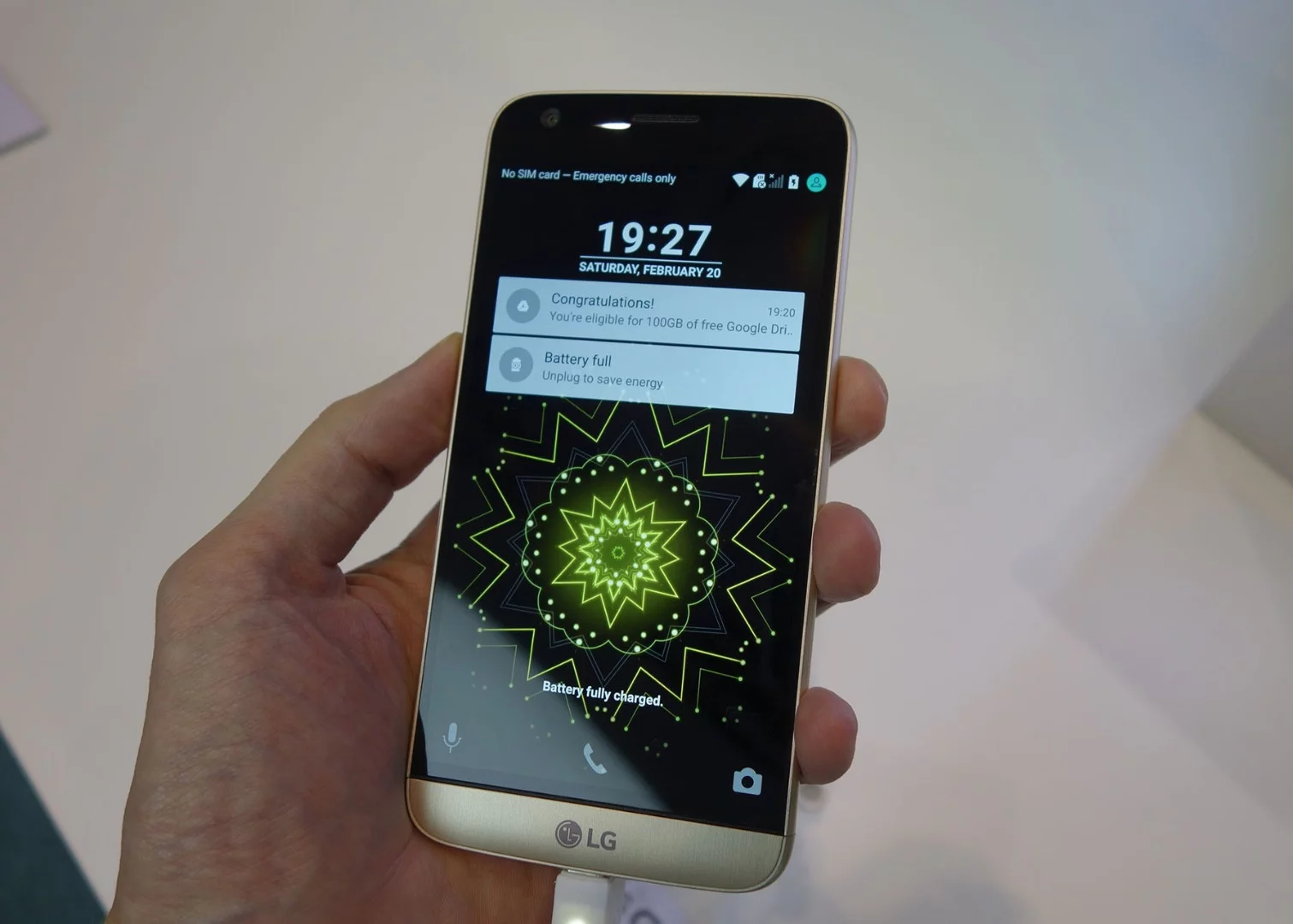 The all-metal unibody phone is slightly smaller than the LG G4