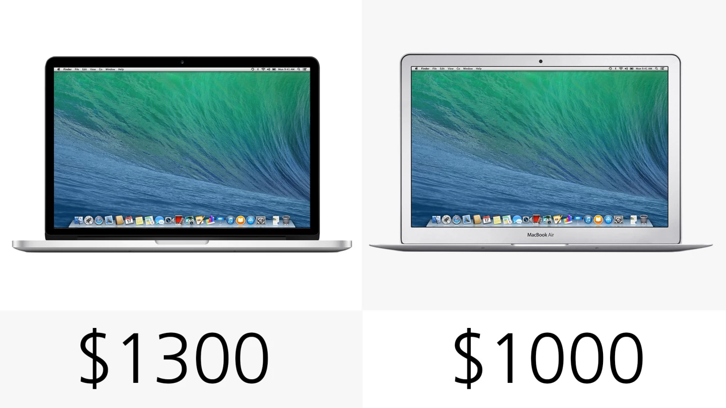 The Air can save you US$300 (these are the starting prices, and both sprout up from here)