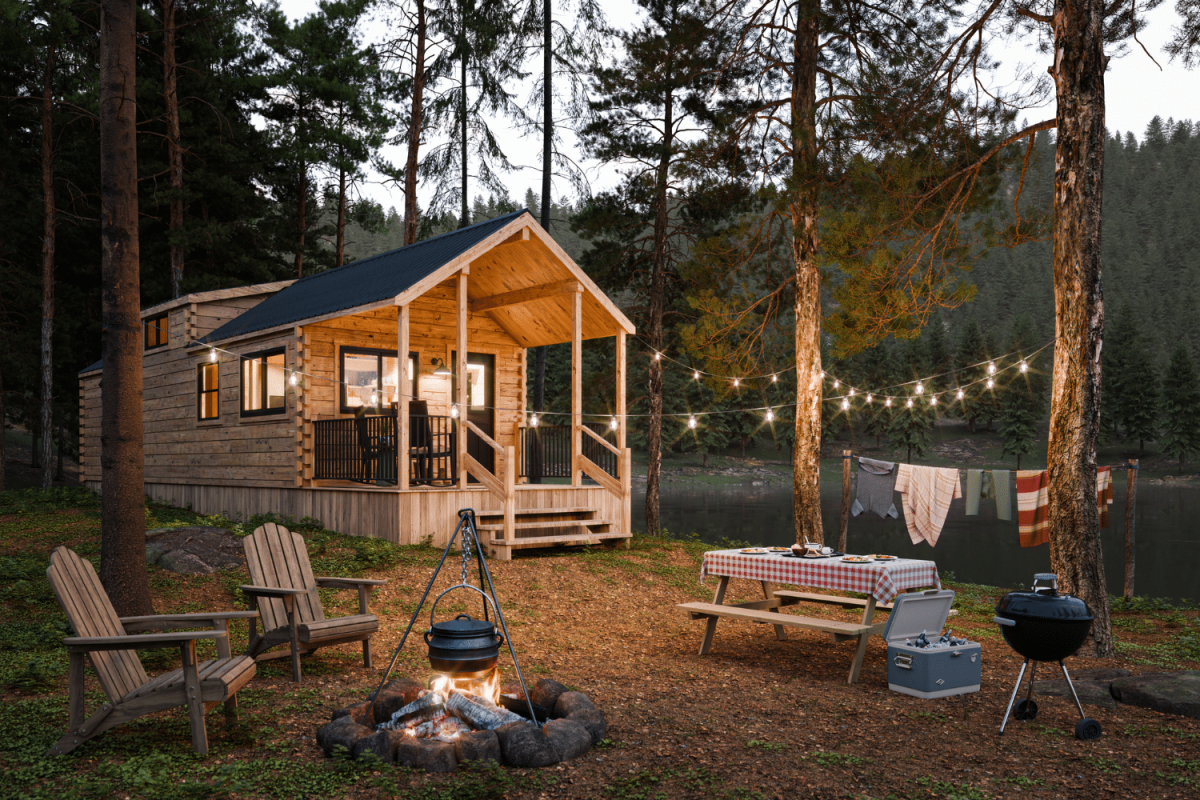 Extra-wide tiny house brings log cabin comfort to small living