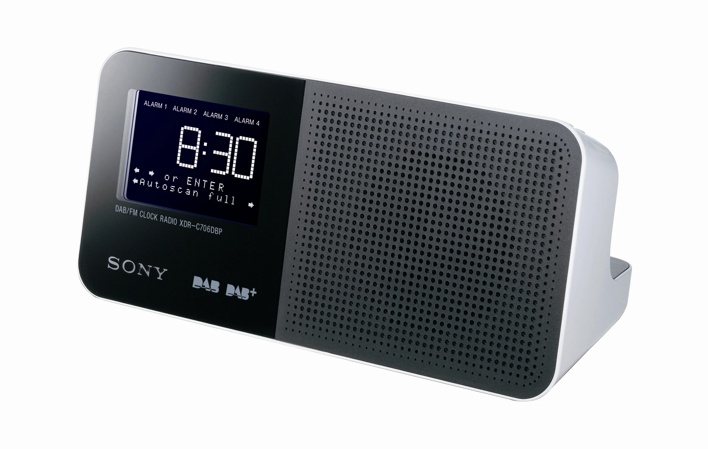 The new XDR-C706DBP clock radio has a single 0.4W speaker and can store up to ten DAB/DAB presets as well as ten FM stations