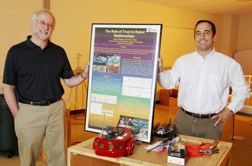 Georgia Tech Regents professor Ronald Arkin (left) and research engineer Alan Wagner