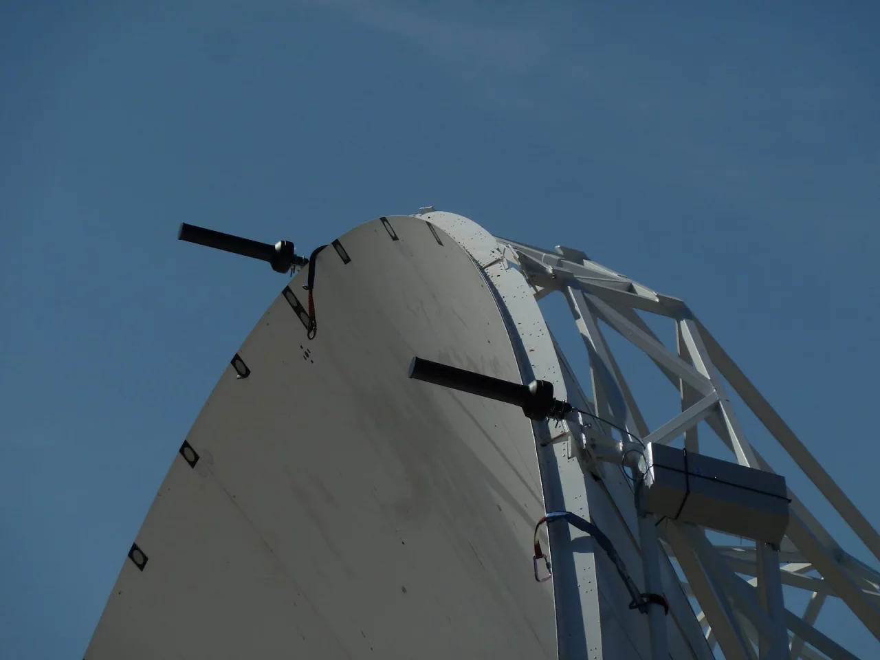 Two of the eight small radio-frequency sensors that comprise the SARAS system (Photo: ESA/Isdefe)