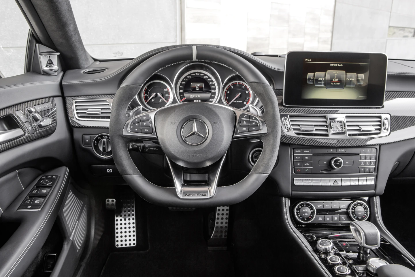 The new Mercedes CLS features an 8-inch screen atop its dash