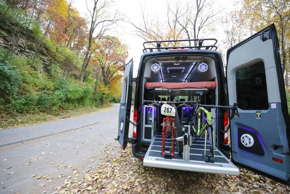 VanDoIt offers two main conversion types and many options, including the slide-out gear try, upgraded audio system and hydraulic-lift bed shown here