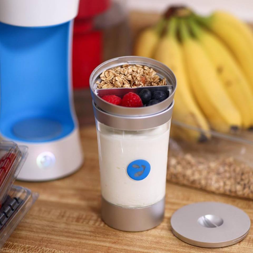 Yomee includes a lid that toppings can be stored in