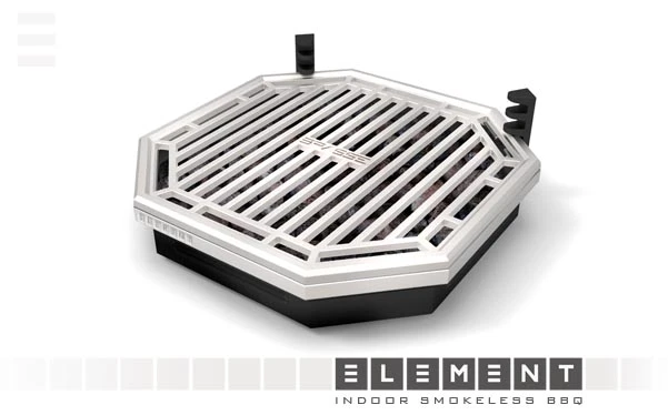 The Element's lava rocks provide a genuine grill experience inside the house