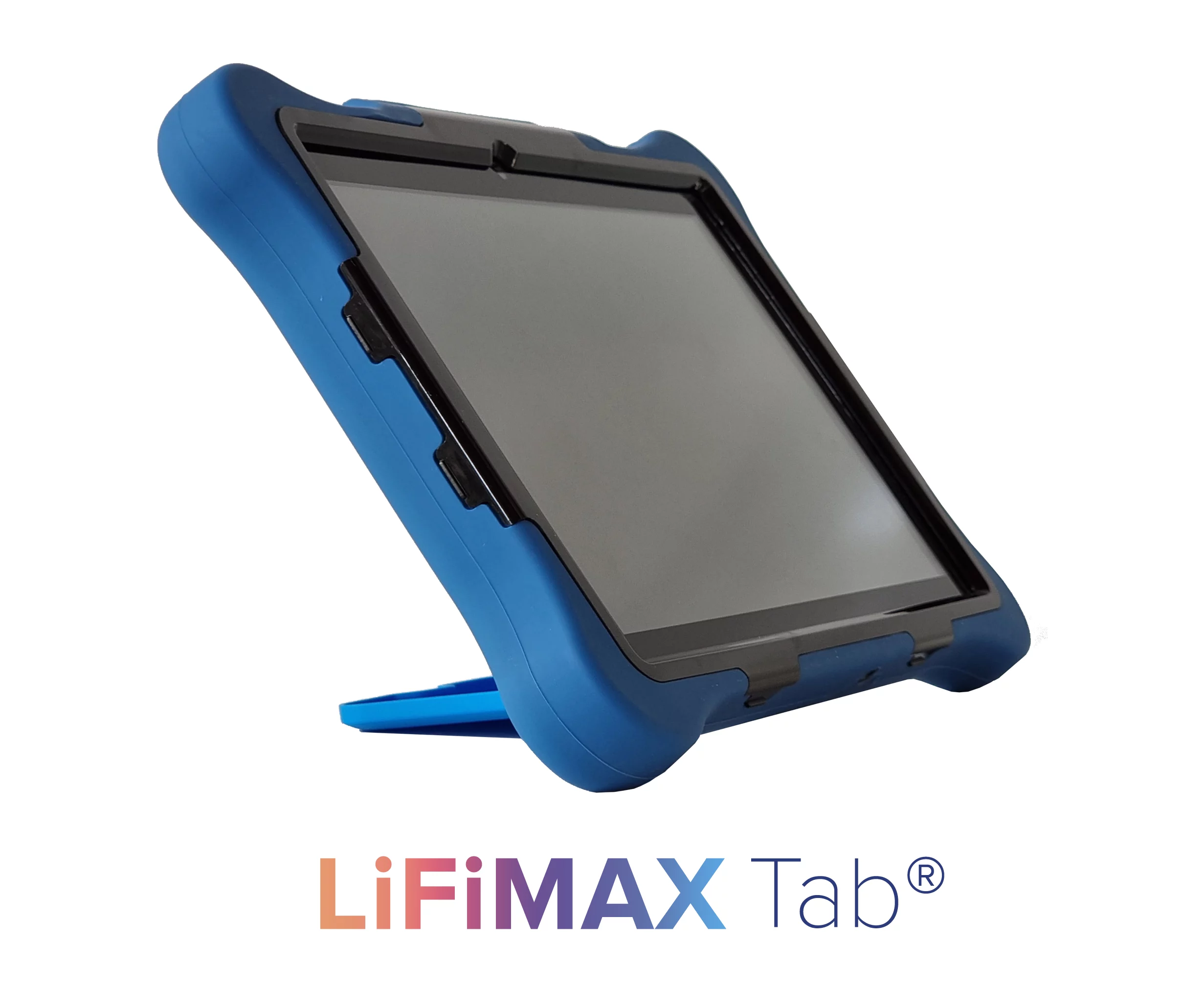 The 10.1-inch tablet comes wrapped in a protective silicone case that's home to the light fidelity wireless comms technology