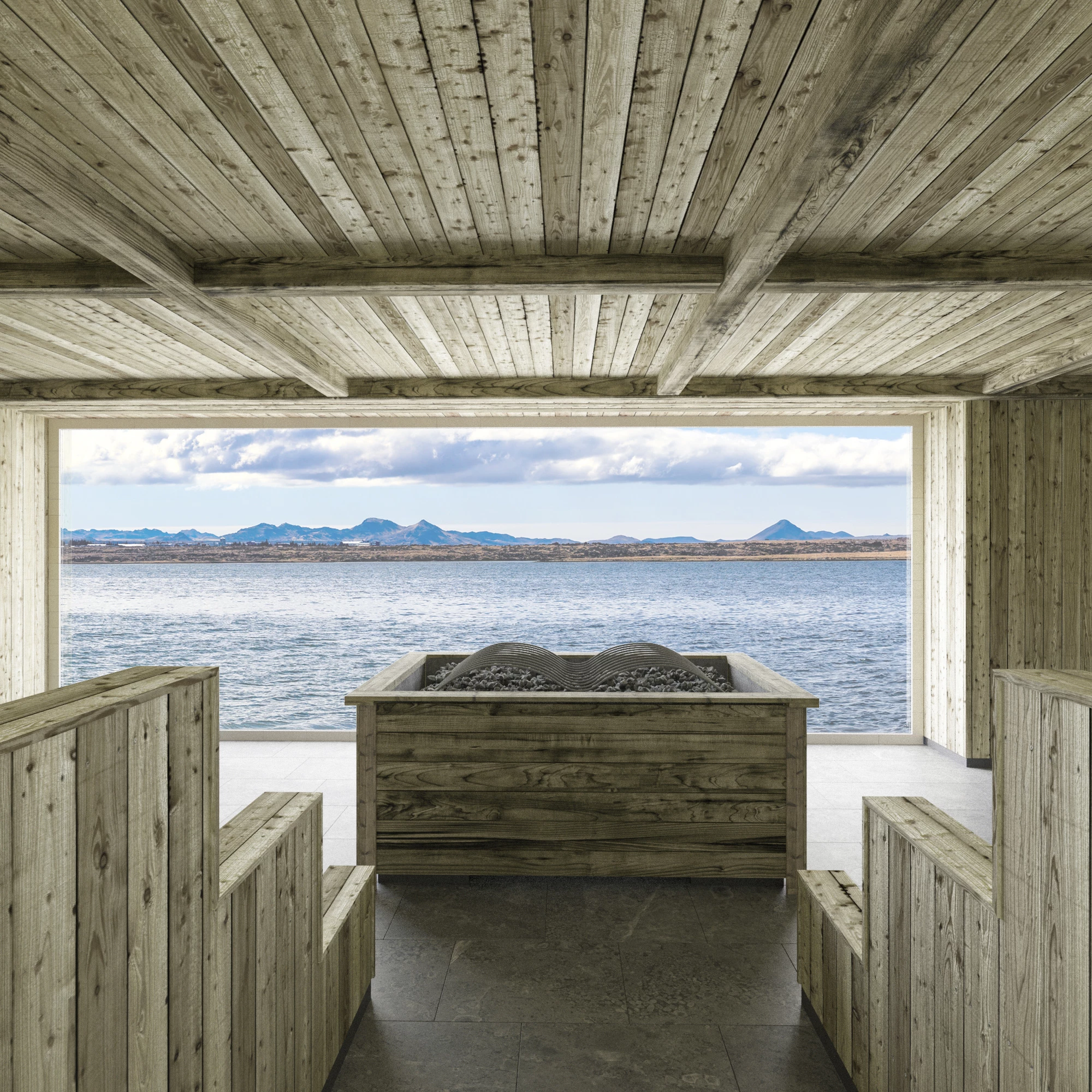 Sky Lagoon will include a wood-lined sauna