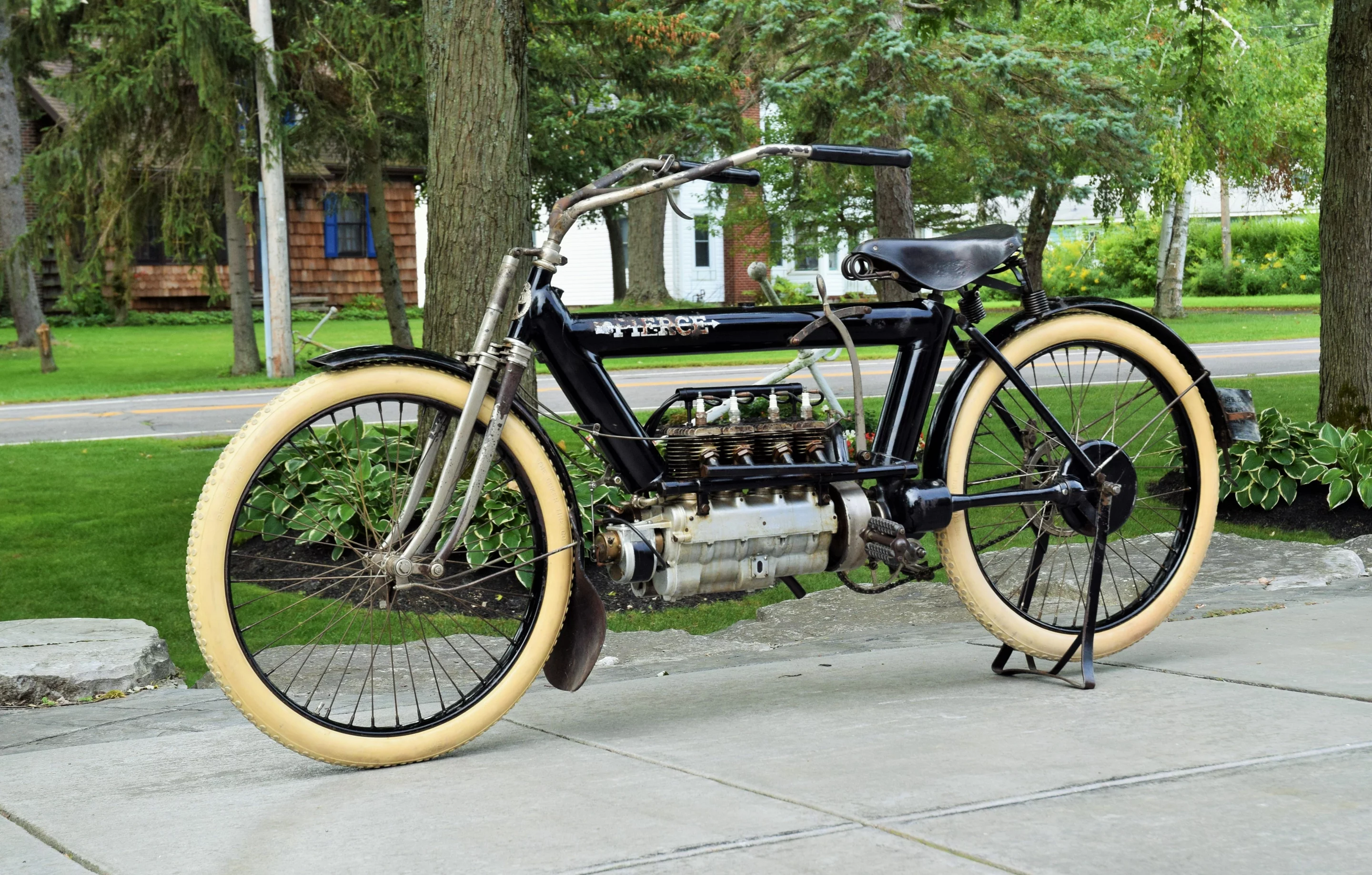 This 1911 Pierce Arrow 696cc four-cylinder is now the most expensive Pierce motorcycle to sell at auction. Despite a shine that suggests new paint, this bike retains the original paint with which it left the showroom 109 years ago. Sold by Mecum Auctions, Sunday, 12 July 2020 for $225,500 including buyers premium
