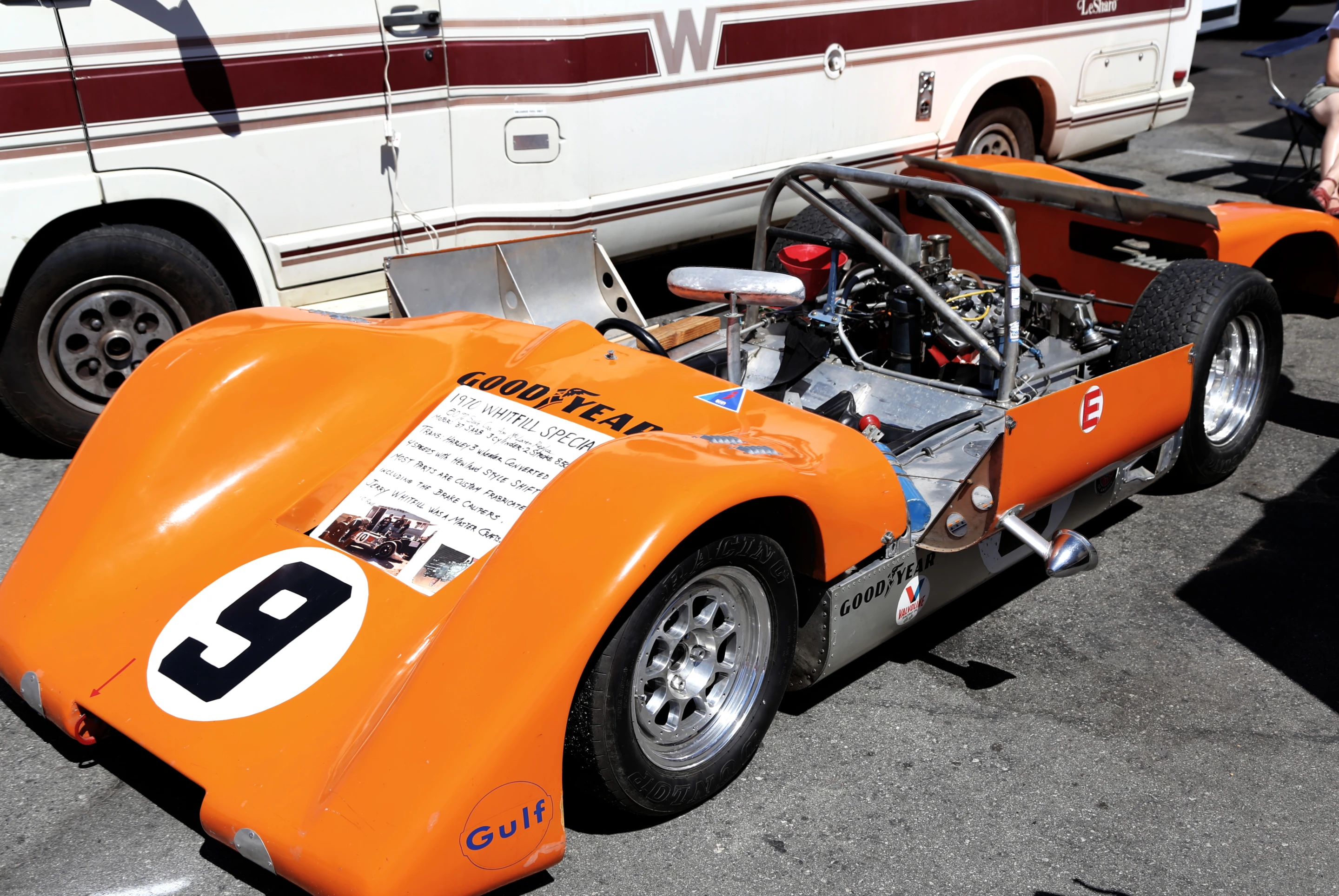 The 1970 Whitfill Special is an 80 percent replica of a McLaren Can-Am car that features a 1967 SAAB 3-cylinder engine and a Harley 3-Wheeler converted transmission (Photo: Angus MacKenzie/Gizmag.com)