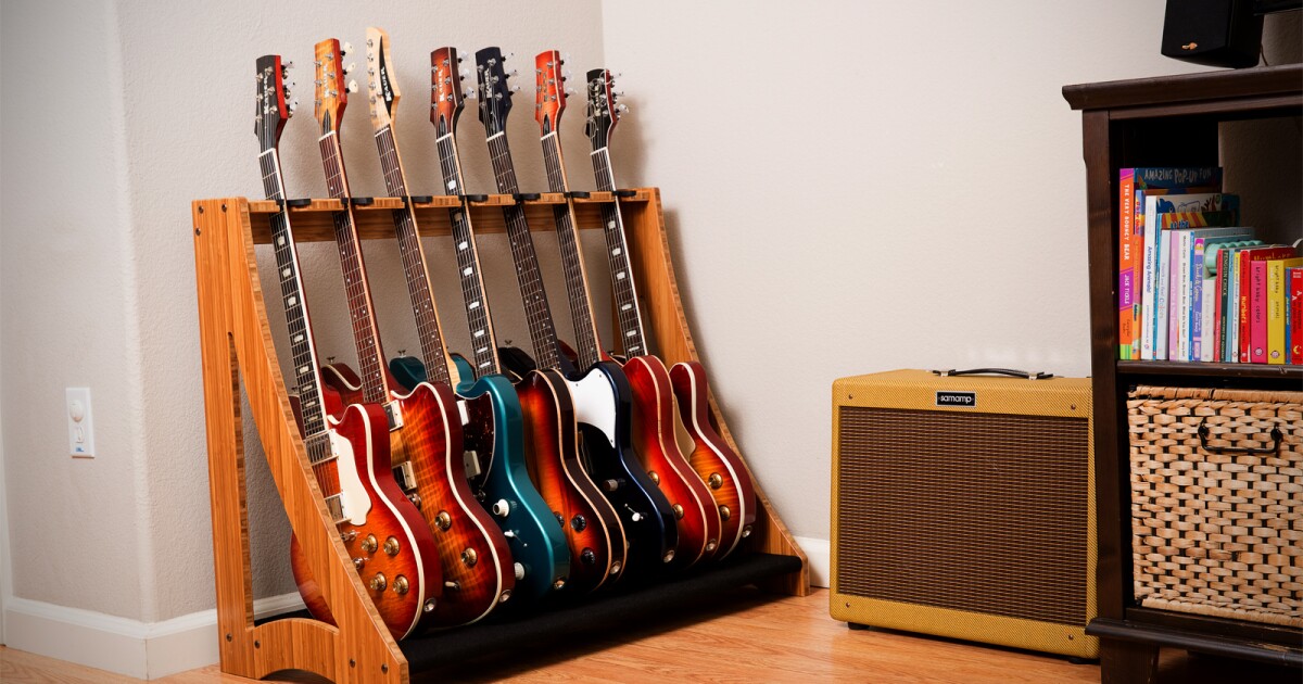 Modular guitar racks designed for the living room