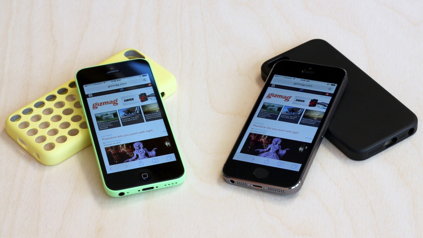 Along with the 5c's plastic case, Apple sells a leather case for the iPhone 5s